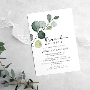 Eucalyptus Groene Brunch Bruisende Bruidsuitnodigi Kaart
