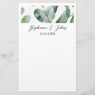 Eucalyptus Groene Elegante Eenvoudige Rustieke Bru Briefpapier