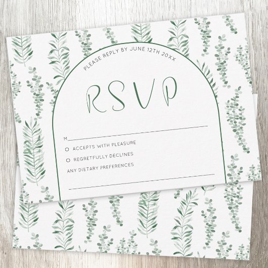 Eucalyptus Groene Elegante Trouwdag RSVP Kaartje