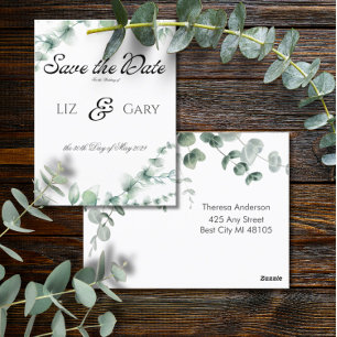 Eucalyptus Groene Elegante Trouwkaart Save the Dat Briefkaart