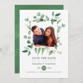 Eucalyptus Groene Foto Bruiloft Save The Date (Voorkant / Achterkant)