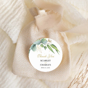 Eucalyptus Groene Geometrische Bloemige Bruiloft Ronde Sticker