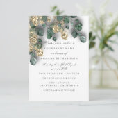 Eucalyptus Groene Glitter Gouden Folie Wit Kaart (Staand voorkant)