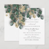 Eucalyptus Groene Glitter Gouden Folie Wit Kaart (Voorkant / Achterkant)