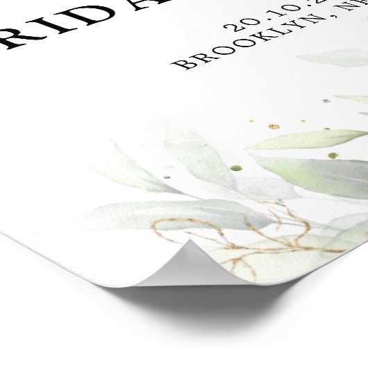 Eucalyptus Groene Gom Bruidsfeest Welkom Poster (Hoek)