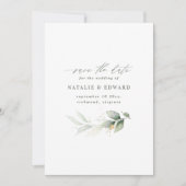 Eucalyptus groene goudbruiloft met uitzondering va save the date (Voorkant)