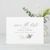 Eucalyptus groene goudbruiloft met uitzondering va save the date (Staand voorkant)
