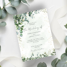 Eucalyptus groene huwelijksuitnodiging vlakke kaar