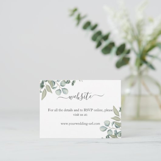 Eucalyptus Groene Huwelijkswebsitekaart Informatiekaartje (Staand voorkant)
