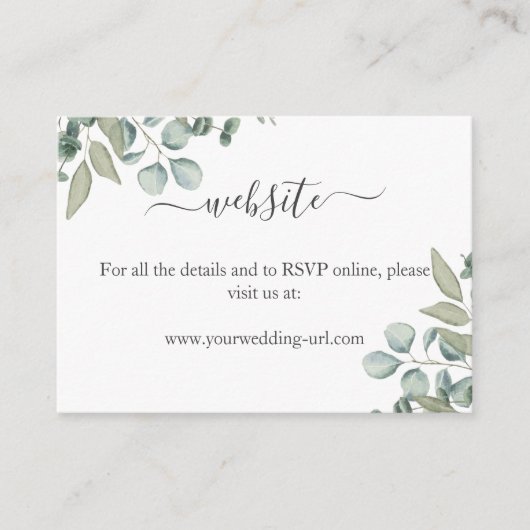 Eucalyptus Groene Huwelijkswebsitekaart Informatiekaartje (Voorkant)
