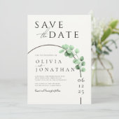 Eucalyptus Groene Lijst Minimalistische Trouwdag Save The Date (Staand voorkant)