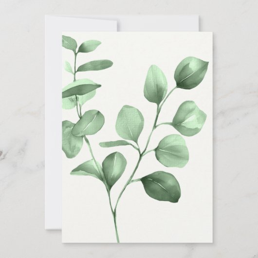 Eucalyptus Groene Lijst Minimalistische Trouwdag Save The Date (Achterkant)