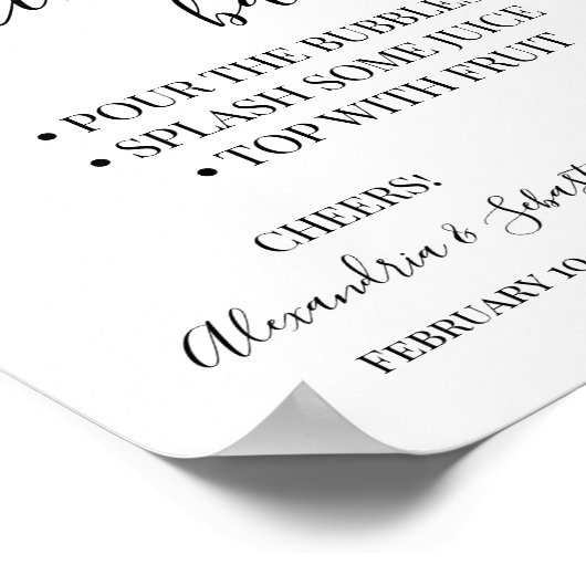 Eucalyptus Groene Mimosa Bar Bruiloft Sign Poster (Hoek)