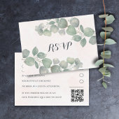Eucalyptus Groene & Oranje QR Code RSVP Bruiloft Informatiekaartje