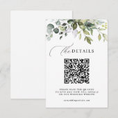 Eucalyptus Groene QR Code RSVP Huwelijksdetails Informatiekaartje (Voorkant / Achterkant)