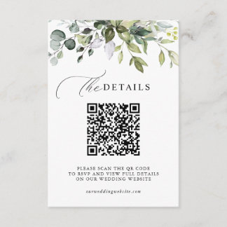 Eucalyptus Groene QR Code RSVP Huwelijksdetails Informatiekaartje
