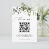 Eucalyptus Groene QR Code RSVP Huwelijksdetails Informatiekaartje (Staand voorkant)