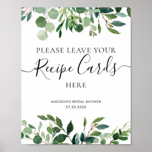 Eucalyptus Groene Receptkaart Bruidsfeest Bord Poster