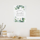 Eucalyptus Groene Schrift Naam Bruidsfeestje Poster (Keuken)