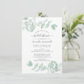 Eucalyptus Groene Script Botanische Bruiloft Borre Kaart (Staand voorkant)