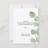Eucalyptus groene script Bruidsmeisje Shower Bedankkaart (Achterkant)