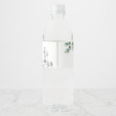 Eucalyptus groene script bruiloft feest waterfles etiket (Achterkant)