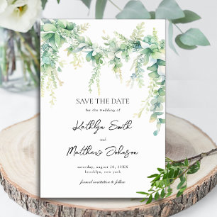 Eucalyptus Groene Script Moderne Tuin Bruiloft Save The Date