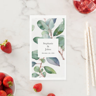 Eucalyptus Groene Stof Blauw Trendige Trouwfeest Servet