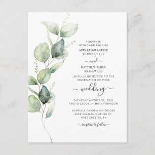 Eucalyptus Groene Waterverf Succulente Trouw Uitnodiging Briefkaart