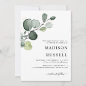 Eucalyptus Groenelementen Goud Spatten Bruiloft Kaart (Voorkant)