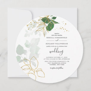 Eucalyptus Groenelementen Gouden Geometrische Blad Kaart