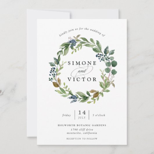 Eucalyptus Grove krans bruiloft uitnodiging (Voorkant)