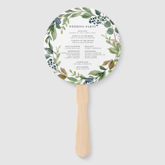 Eucalyptus Grove Trouwprogramma Handwaaier (Achterkant)