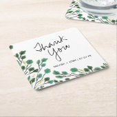 Eucalyptus Hand Drawn Leaf Dank je Vierkante Kartonnen Onderzetter (Schuin)