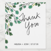 Eucalyptus Hand Drawn Leaf Dank je Wijn Etiket (Enkel label)