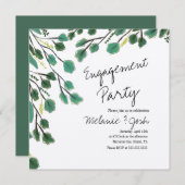 Eucalyptus Hand Drawn Leaf Script Engagement Party Kaart (Voorkant / Achterkant)
