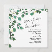 Eucalyptus Hand Drawn Leaf Script Weddenschap Kaart (Voorkant)