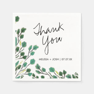 Eucalyptus Handgetekende Blad Bedankt Servet