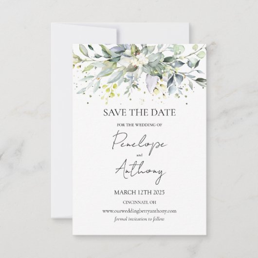 Eucalyptus Herbal Enregistrer la date Invitation (Devant)