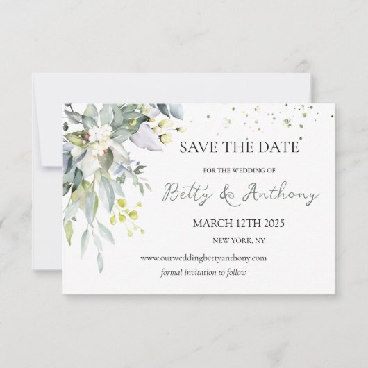 Eucalyptus Herbal Save the Date Invitation (Voorkant)