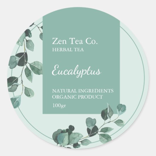 Eucalyptus Herbal Tea Business Label (Voorkant)