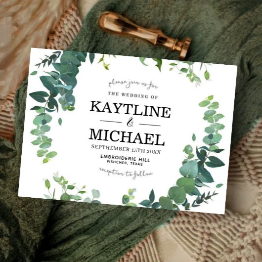 Eucalyptus Herbal Wedding  beautifully painted Kaart