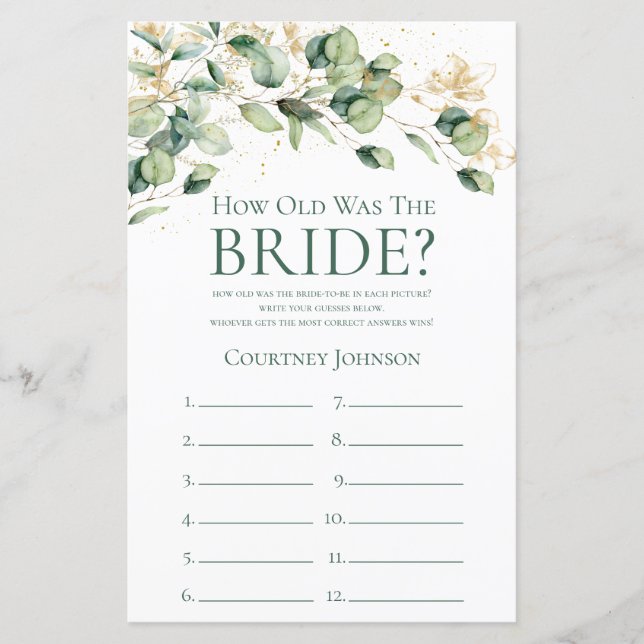 Eucalyptus hoe oud was de bride (Voorkant)