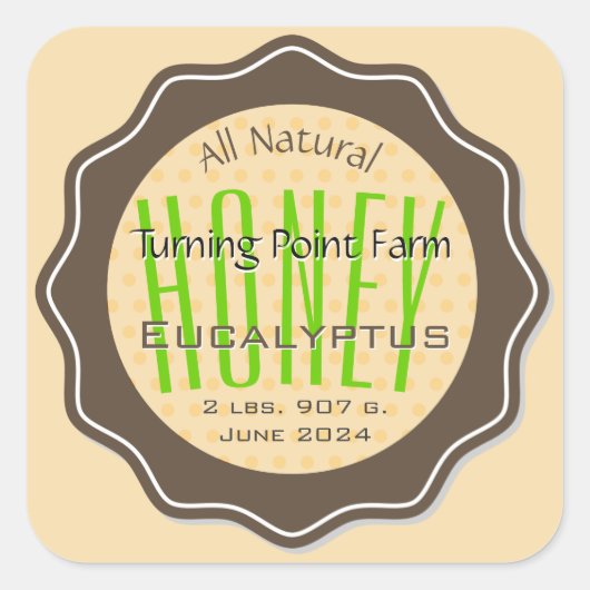 Eucalyptus Honey Jar Labels Gepersonaliseerd (Voorkant)