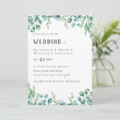 Eucalyptus Huwelijksuitnodiging Budget Groene Blad (Staand voorkant)