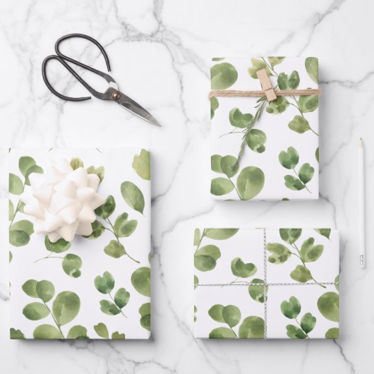 Eucalyptus Inpakpapier Plat Vellen Set van 3 (Voorkant)