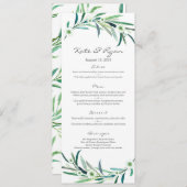Eucalyptus jardin Mariage Carte Menu (Devant / Derrière)