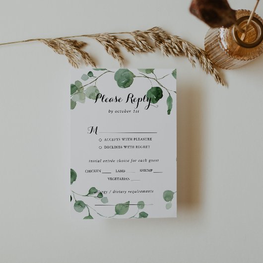 Eucalyptus Kalligrafie Bruiloft Menu Keuze RSVP