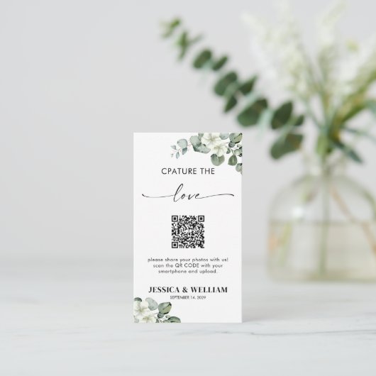 Eucalyptus Kalligrafie Capture the love QR Code Informatiekaartje (Staand voorkant)