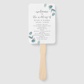 Eucalyptus & kalligrafie huwelijksceremonie progra handwaaier (Voorkant)